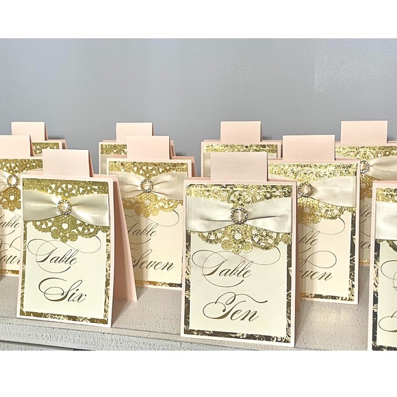 ALEXANDRIA LINDO Luxe Blush & Gold Table Numbers 1-20 - Picture 2 of 4
